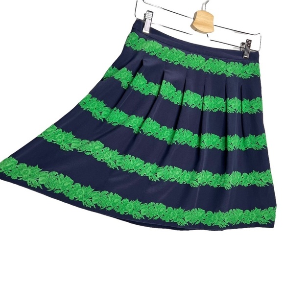 J Crew 100% Silk Beanstalk Striped Pleated Skirt - Picture 5 of 10